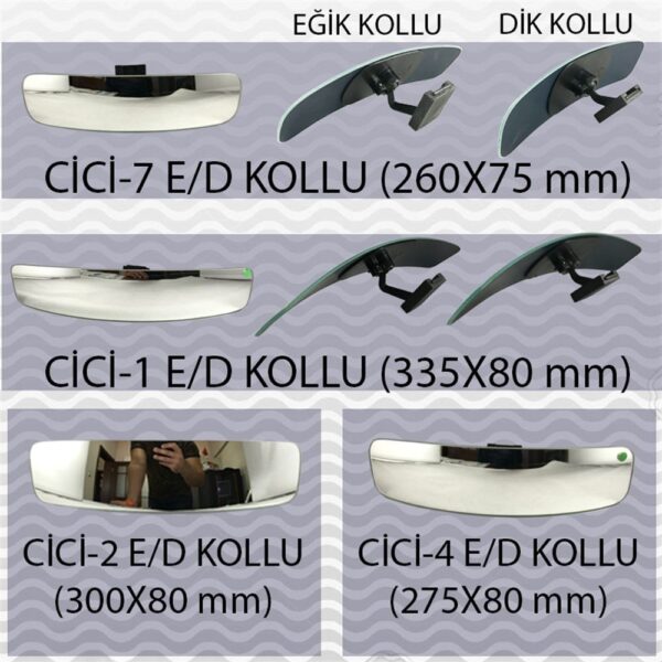 TAKGÖR CİCİ 4 İÇ DİKİZ AYNASI ÇOK BOMBELİ EĞİK KOLLU 275X80MM - Görsel 4