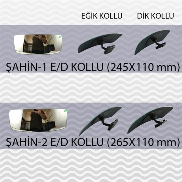 TAKGÖR Şahin Kollu-2  AZ BOMBELİ Universal İç Dikiz Kollu  265x110mm - Görsel 2