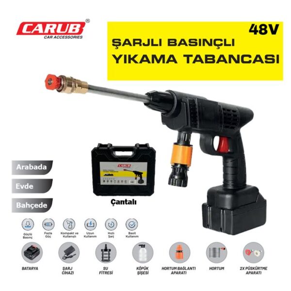 CARUB Oto Yıkama Tabancası Şarjlı Basınçlı