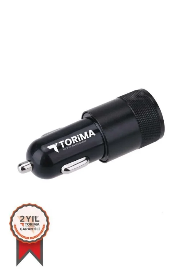 Torima C3 Type-C Siyah Tüm Araçlara Uyumlu Araba Çakmaklık Çift USB Girişli Oto Şarj Aleti Soketi - Görsel 4