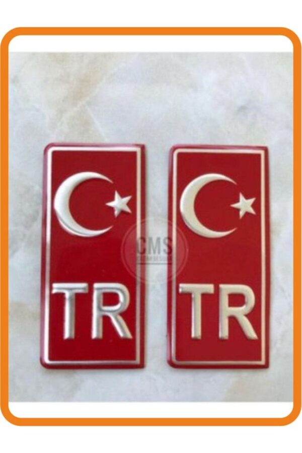 Tr Plaka Krom Sticker 2'li - Türkiye Plaka Krom Stıcker - Türkiye Plakalık Krom - Görsel 2