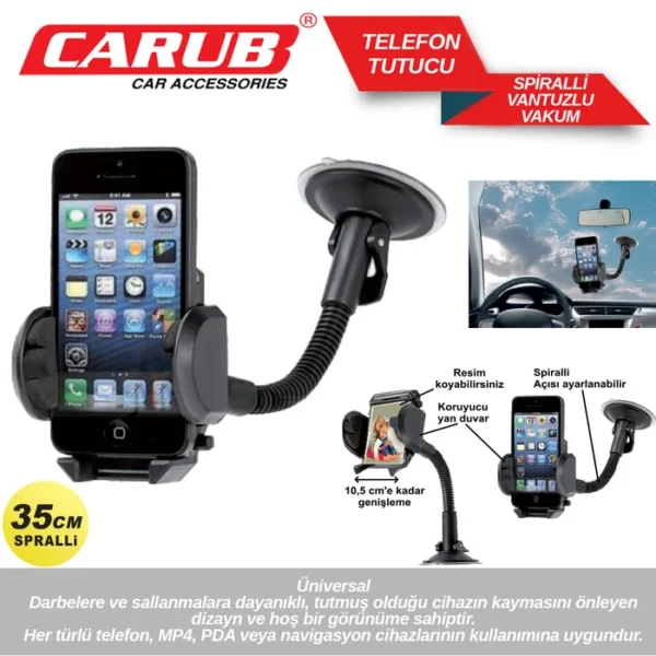 Telefon Tutucu 35cm Spralli Vantuzlu Vakum BR5901951 - Görsel 4